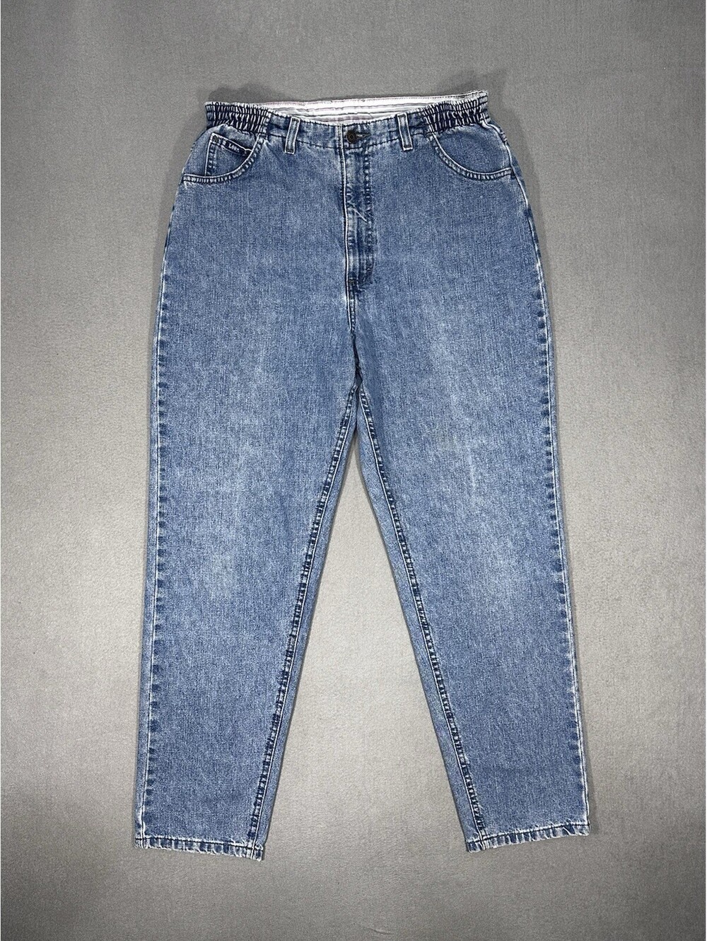 Women’s Vintage Lee Mom Jeans Elastic Waist High Rise Tapered Denim 14